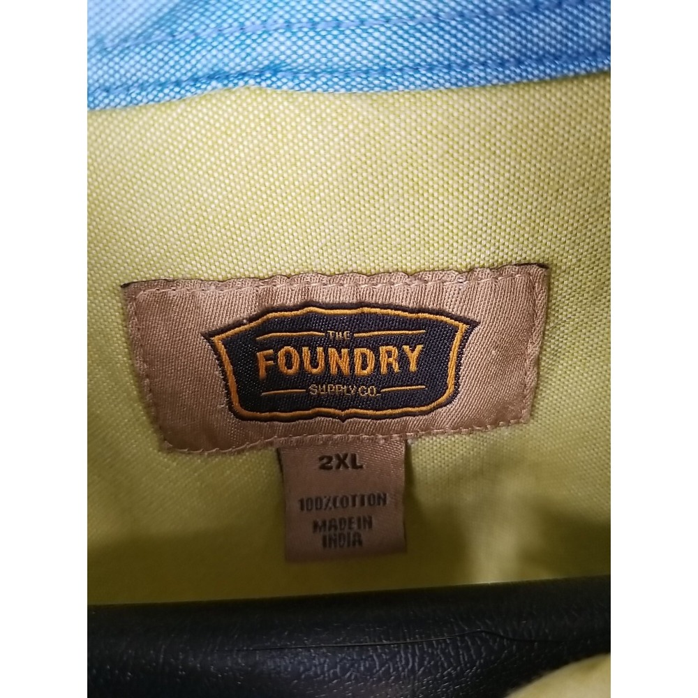 The Foundry Supply Co. Button-Down Shirt Men's 2XL Short Sleeve Green‎ - Picture 5 of 6